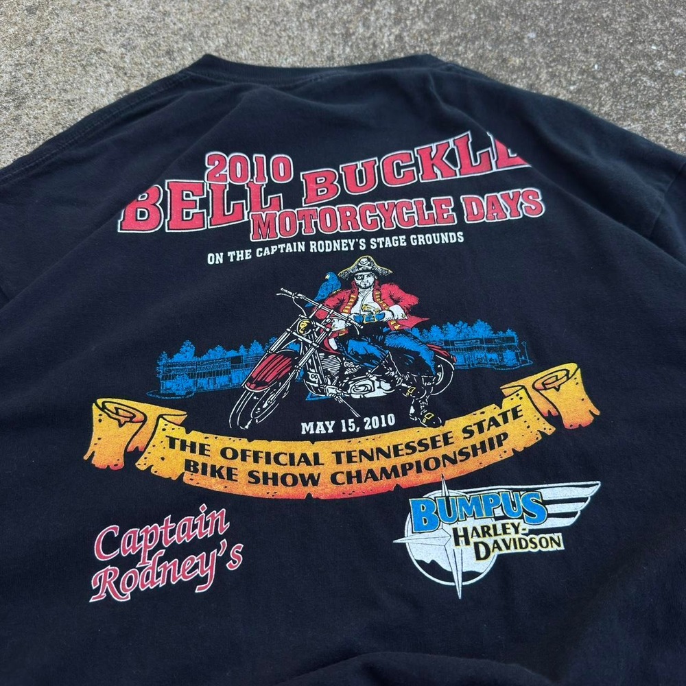 Vintage Y2K Bell Buckle Motorcycle Days Biker T-Shirt Black XL f12